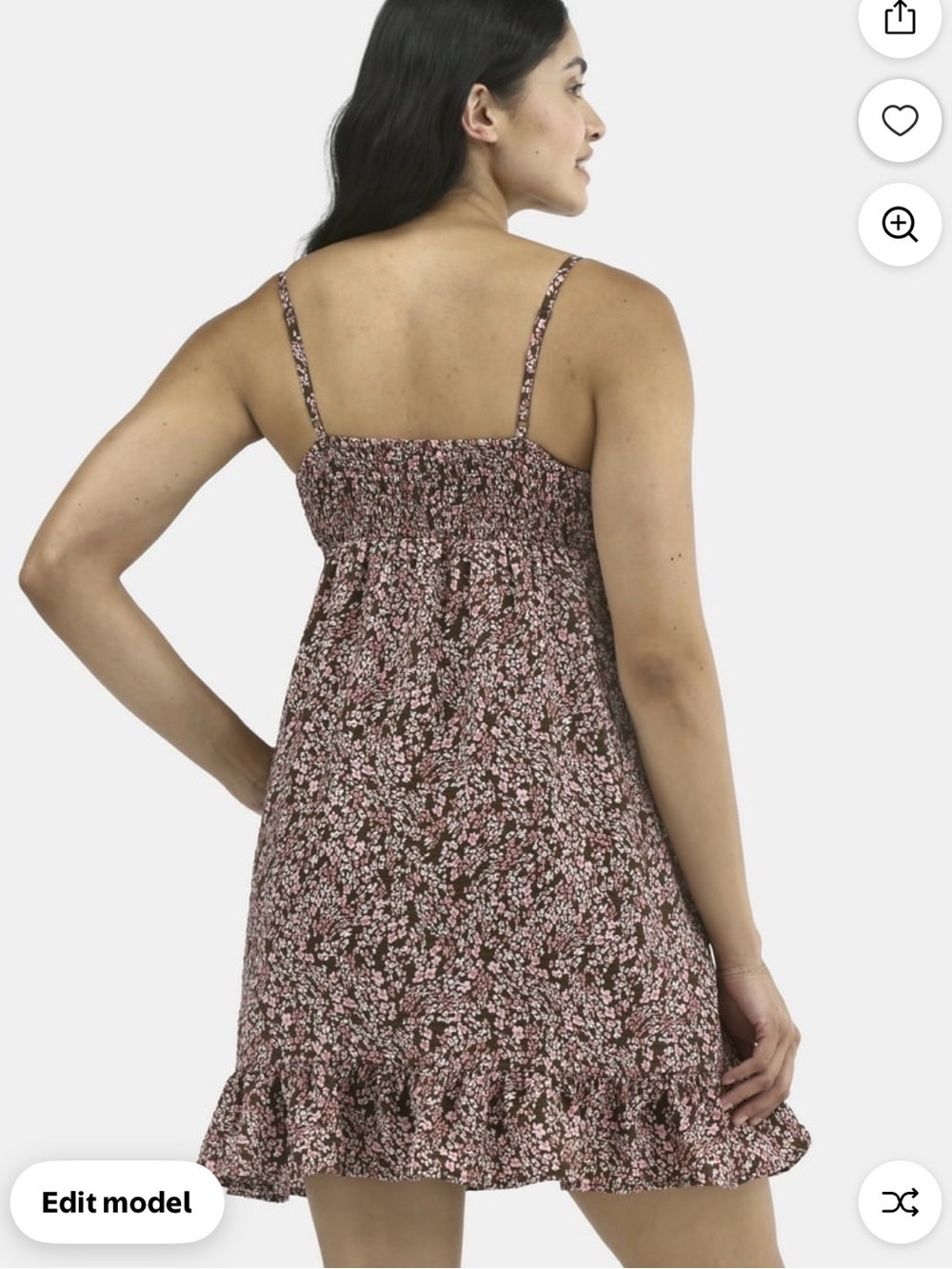 No Boundaries Brown Slip Dress with Pink and White Floral Print - Picture 6 of 9